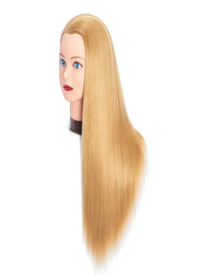 Headfix 26"-28" Long Hair Mannequin Head Synthetic Fiber Hair Hairdresser Practice Styling Training Head Cosmetology Manikin Doll Head with Clamp (6F1919W2720) - Image 2
